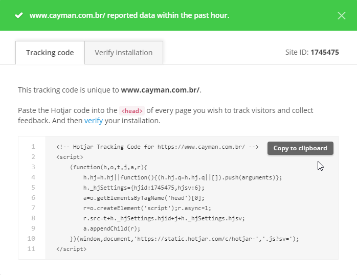 trancking code hotjar