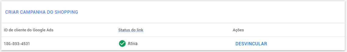 vinculação com google ads ativa
